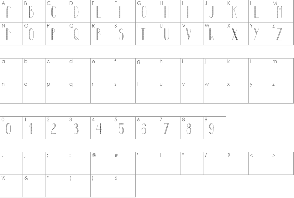 Mayonaise Cond font character map preview