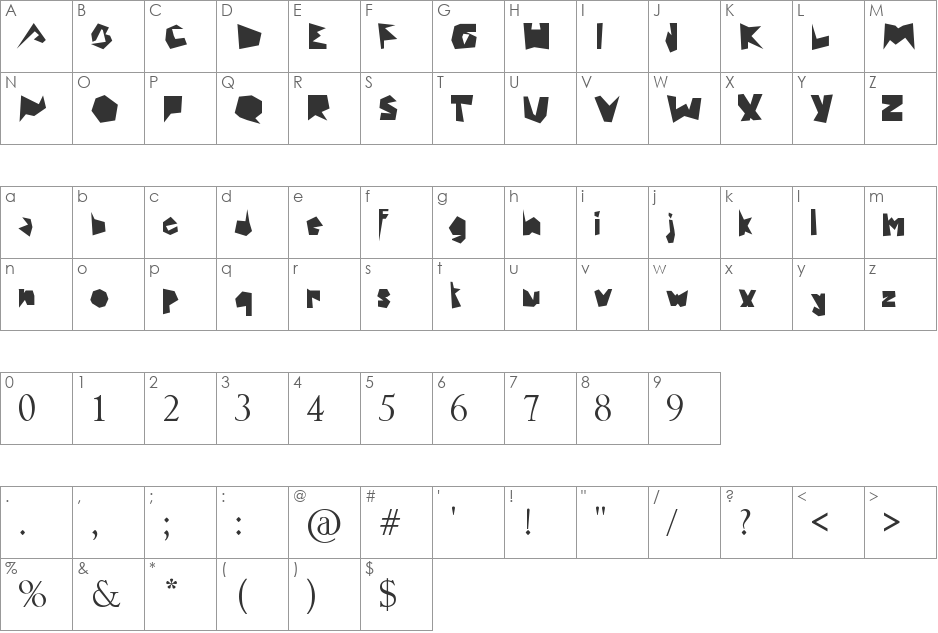 MAZAGUS font character map preview