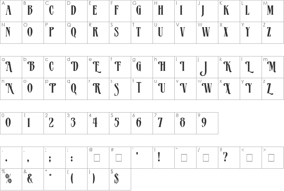 MazamaPlain font character map preview