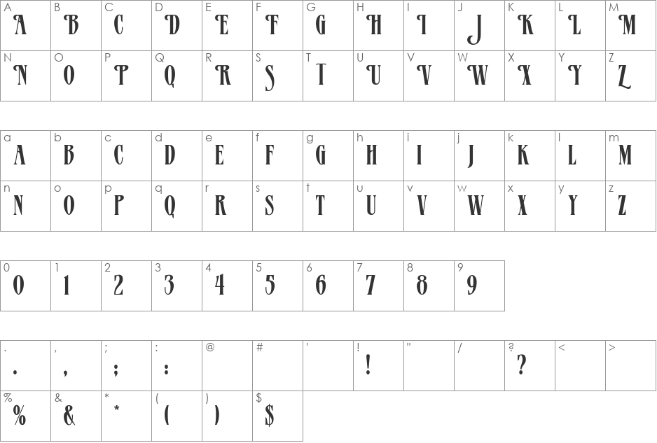 MazamaRegular font character map preview