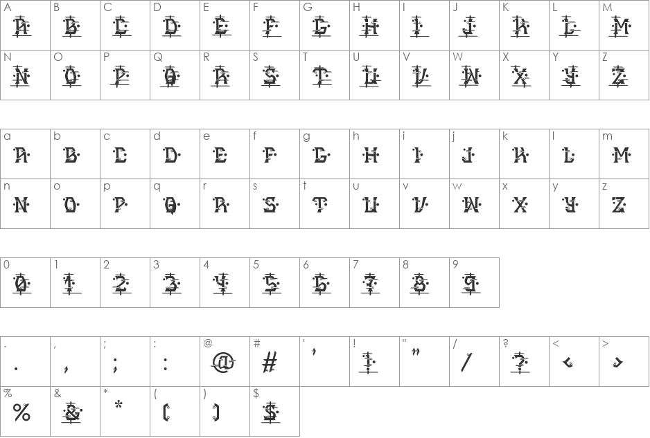 MB Alien Report 72 font character map preview