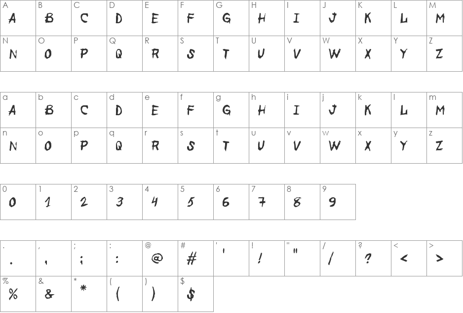 MB Dead Man font character map preview