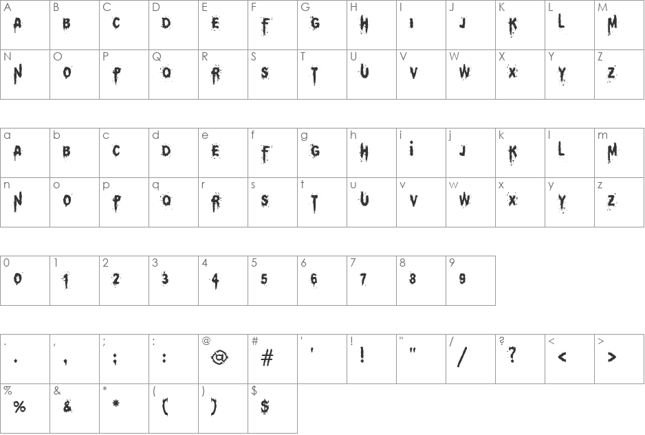 MB Think Twice font character map preview