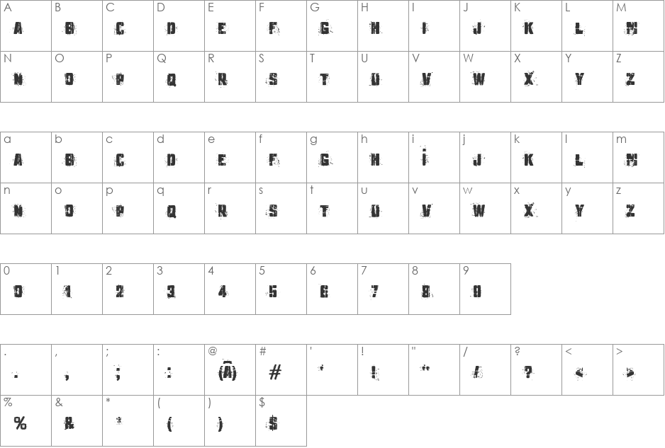 MB Underground font character map preview