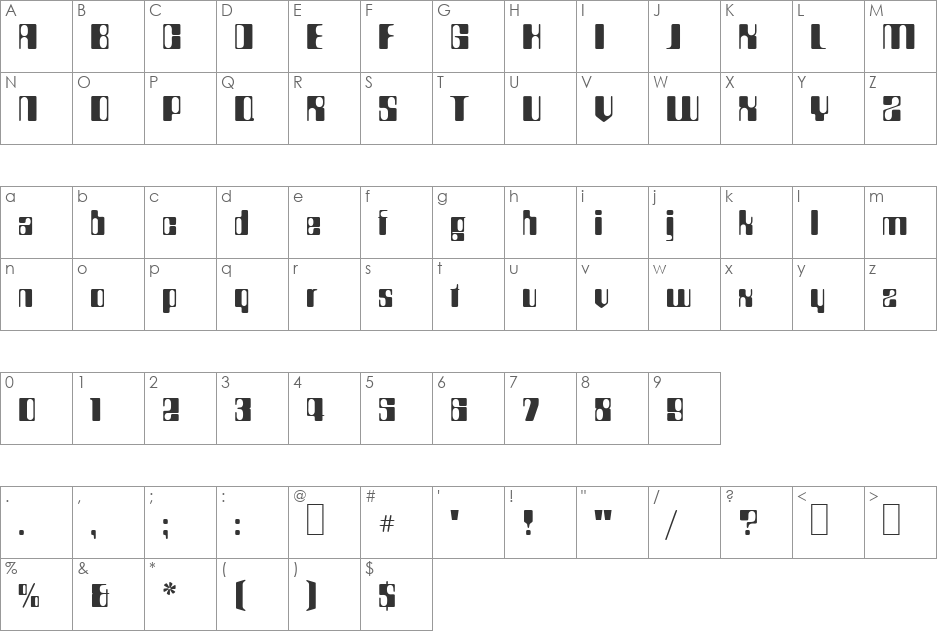 MC HAL font character map preview