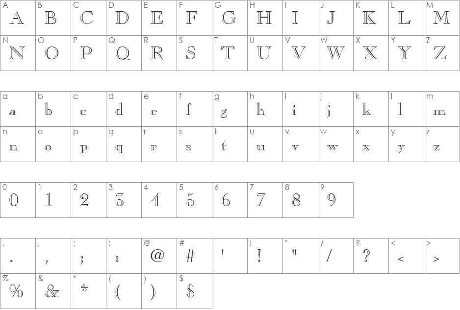 MC Head Stone font character map preview