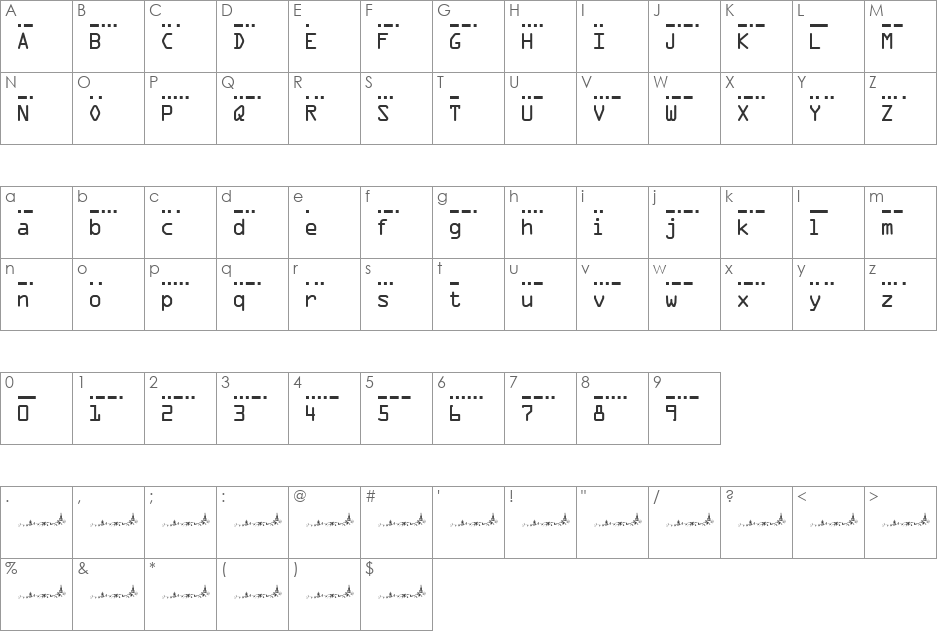 MC morse_Am_or_Railway_1844 S font character map preview