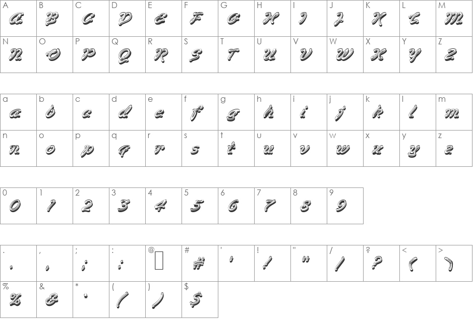 MC Toothpaste font character map preview