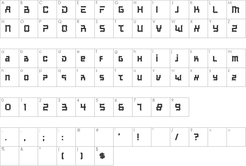 McAlbertina font character map preview