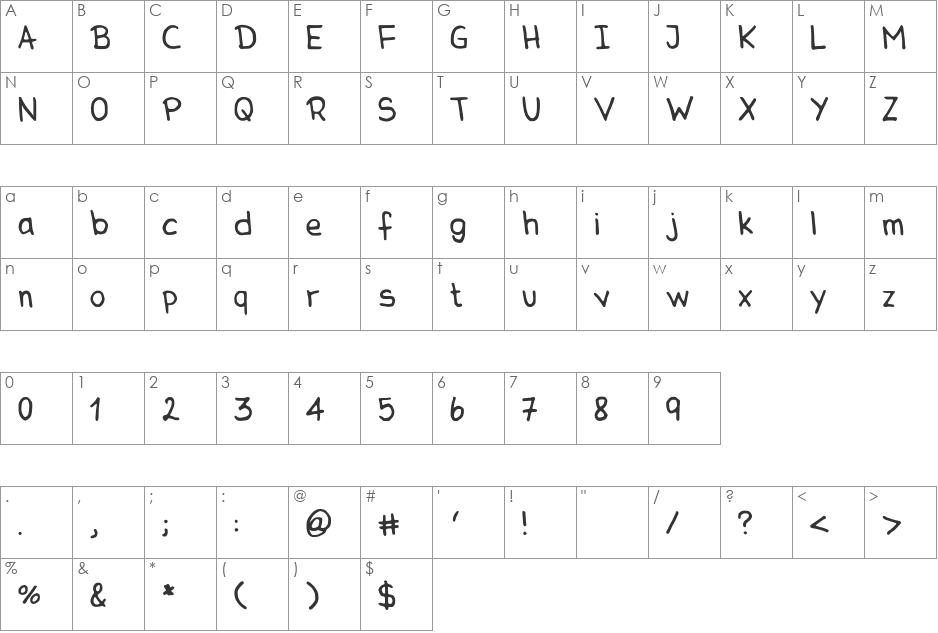 MCG font character map preview