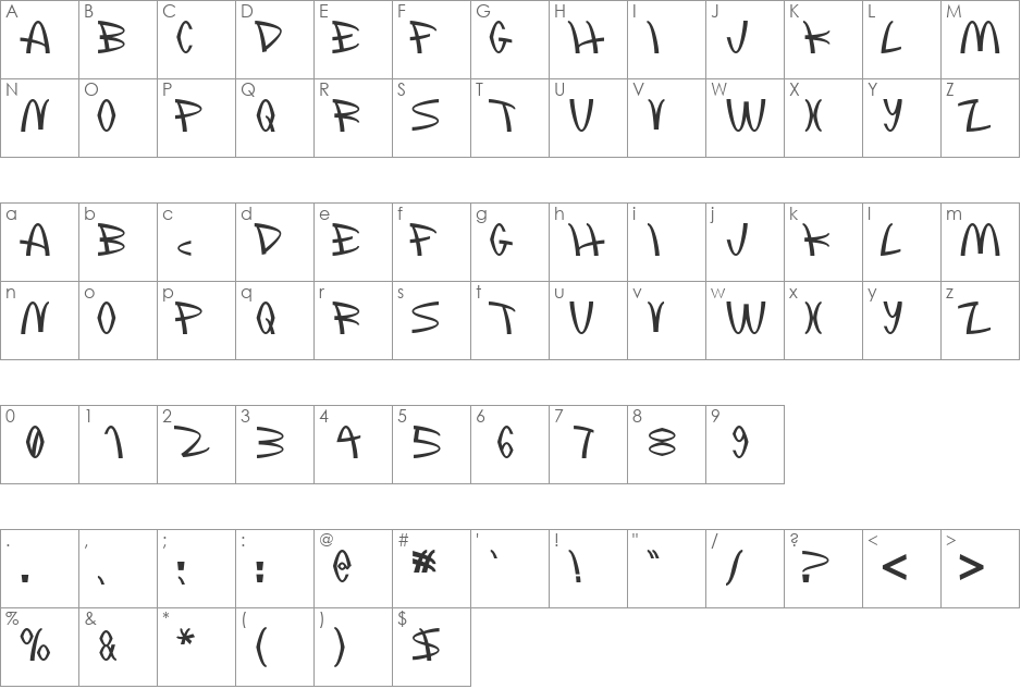 McLawsuit font character map preview