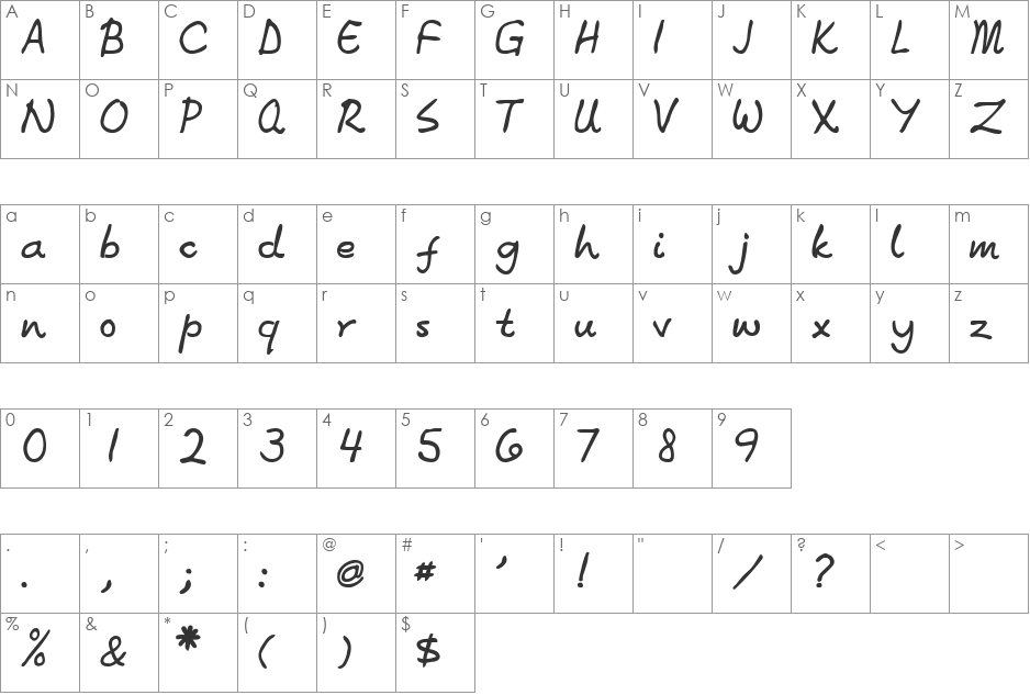 McMuratti font character map preview