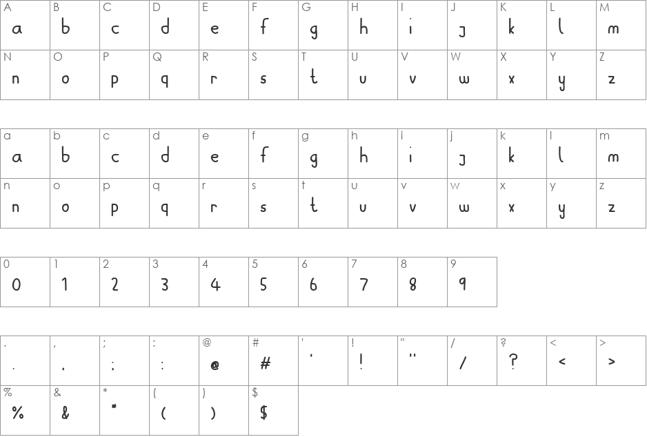 Aw, Jaysus! font character map preview