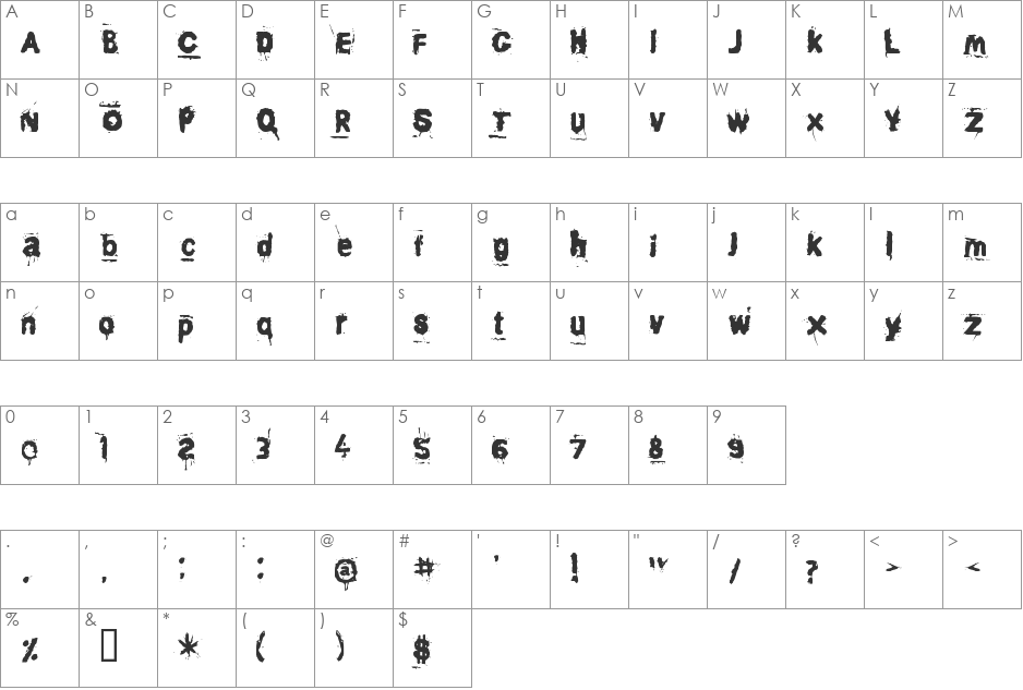 Awaken font character map preview