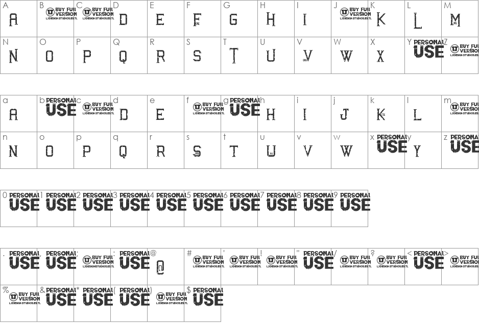 Awakened font character map preview