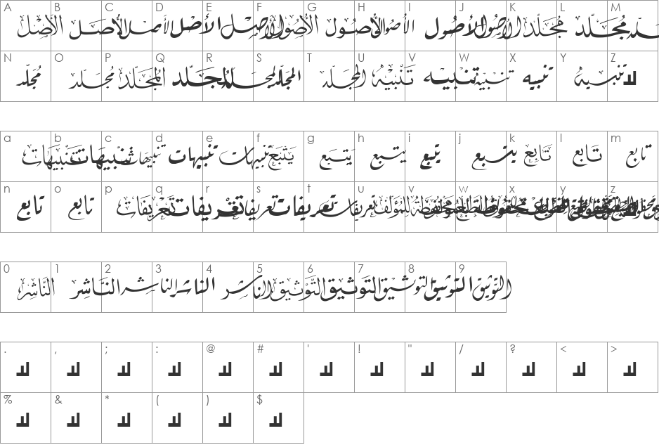 Mcs Book Title 6 font character map preview