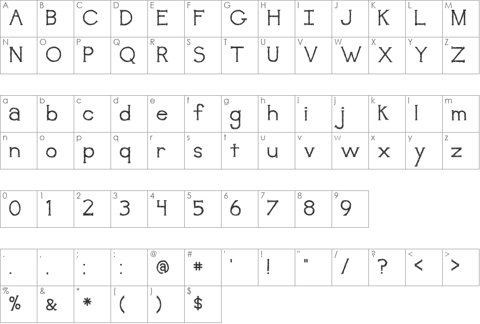 awakening font character map preview