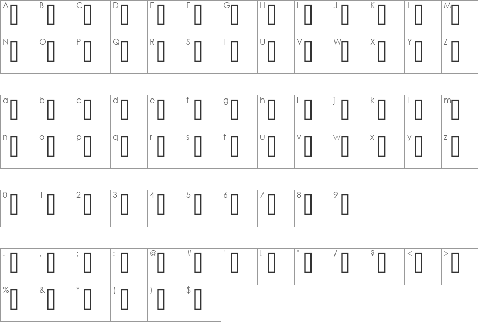 MCS FARISY HOR OUT font character map preview