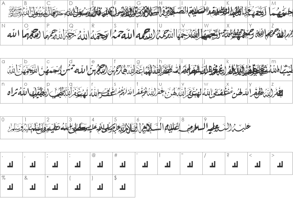 Mcs Hadeith 1 font character map preview
