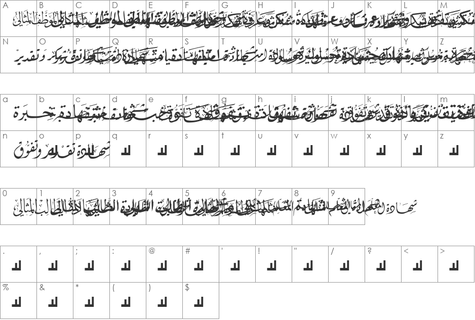 Mcs Honor font character map preview