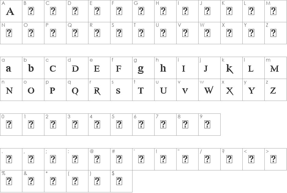 Awery Demo font character map preview