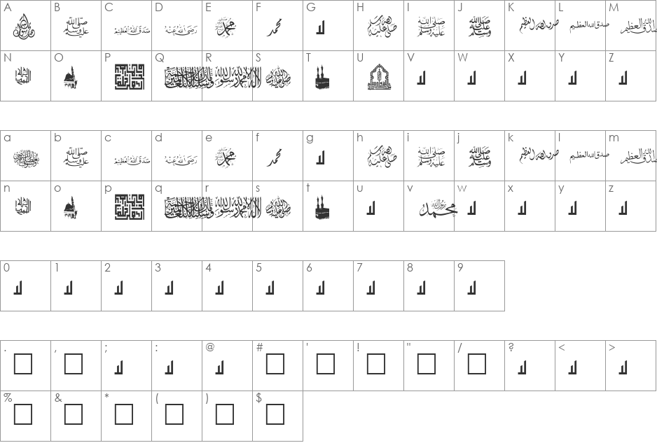MCS P_Mohammad. font character map preview