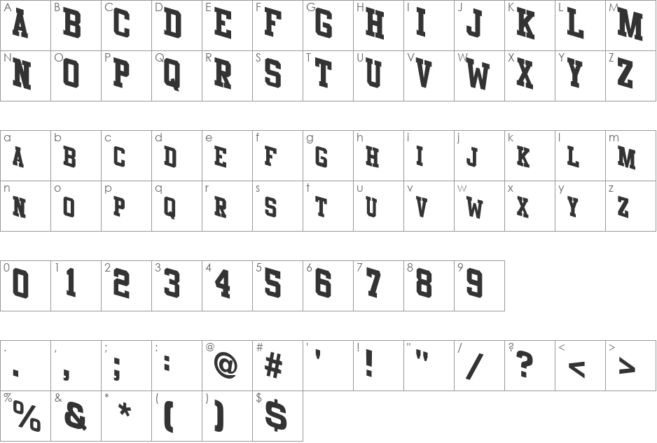 Awk font character map preview