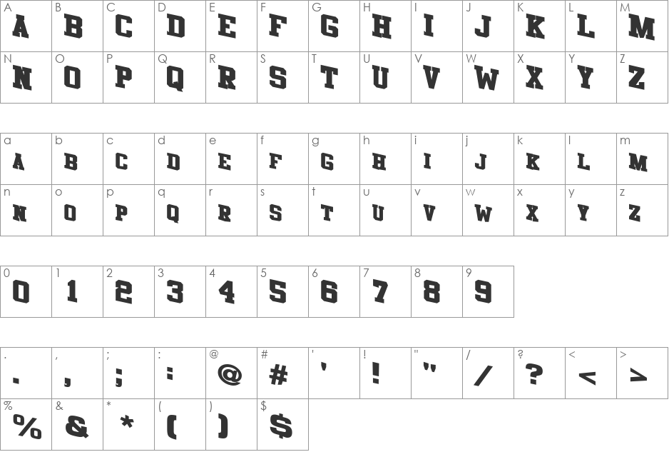 AwkWard8 font character map preview