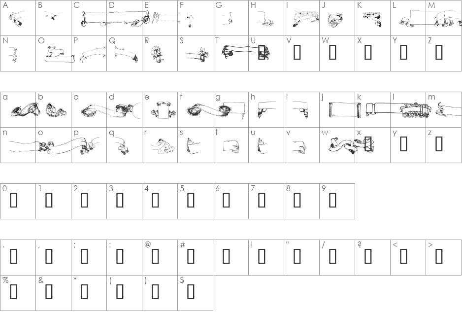 MCScrollDings3 font character map preview