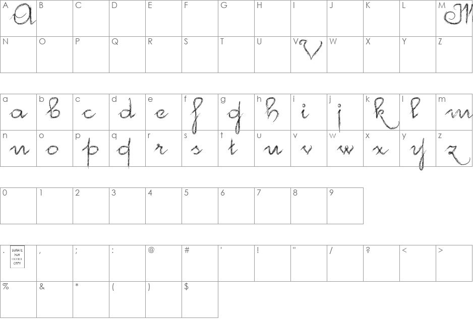 McVincenzo font character map preview