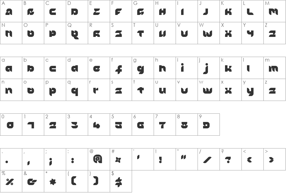 MD Airline AL font character map preview