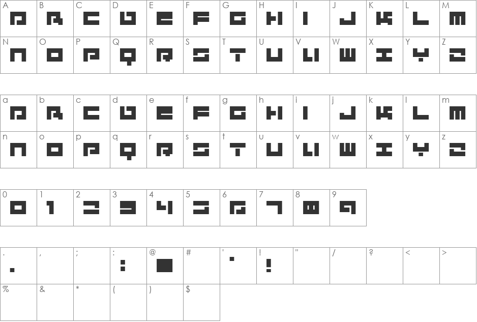 MD Performar AL font character map preview