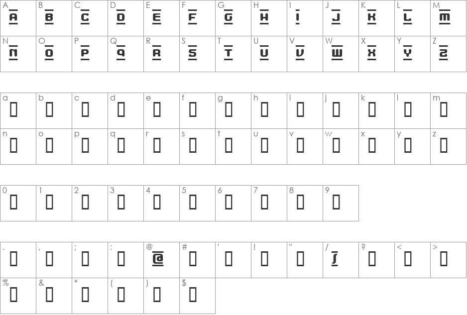 MDMA font character map preview