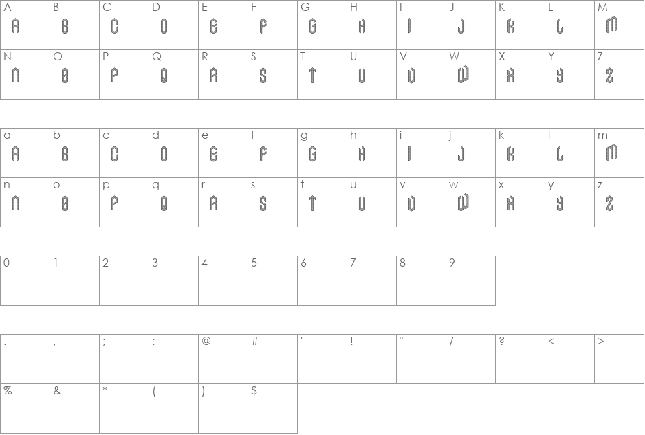 Axe Fill font character map preview