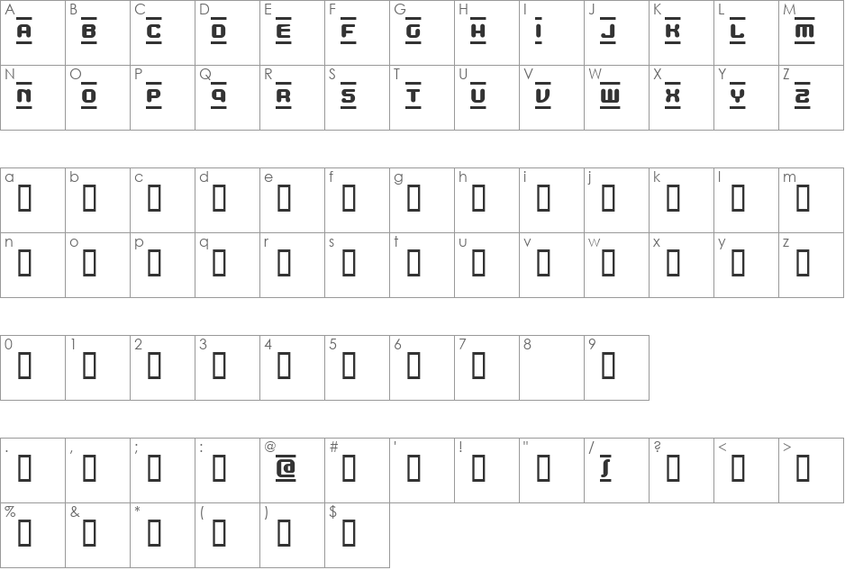 MDMA (beta) font character map preview