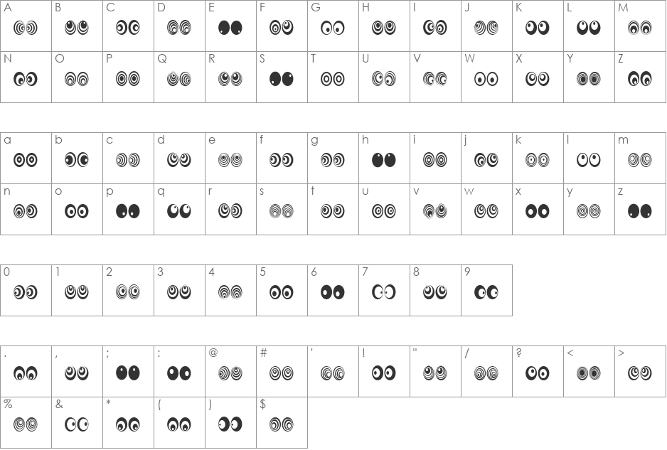 Me font character map preview