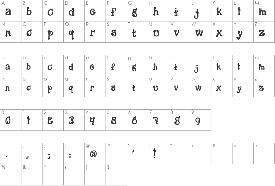 Me First font character map preview