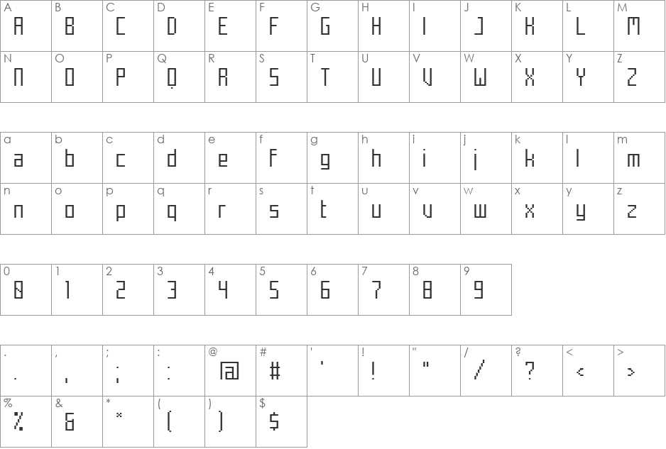 Mecha font character map preview