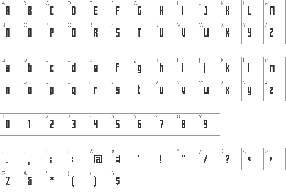 Mecha Condensed Bold font character map preview