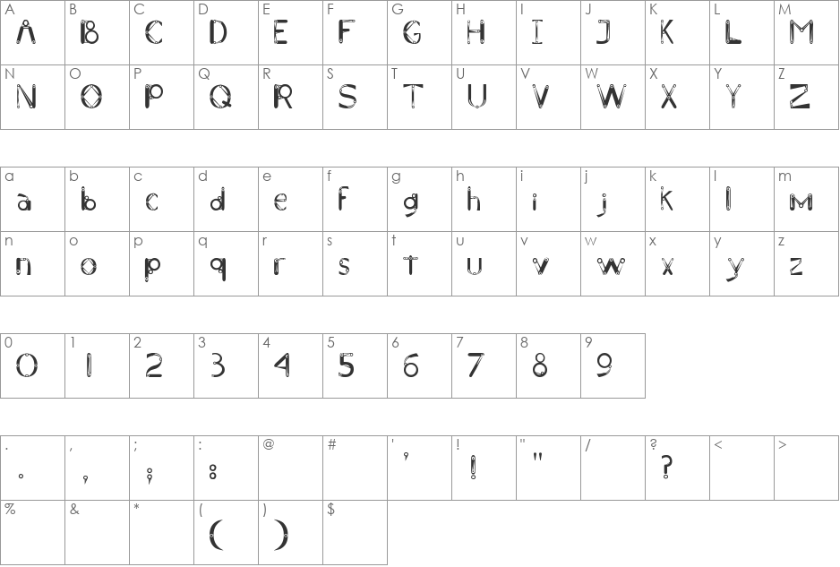 Mechanical font character map preview