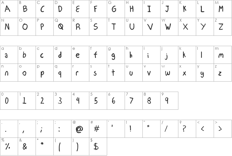 Mechanical Pencil font character map preview