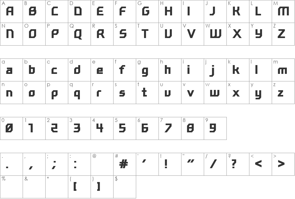 mechanik font character map preview