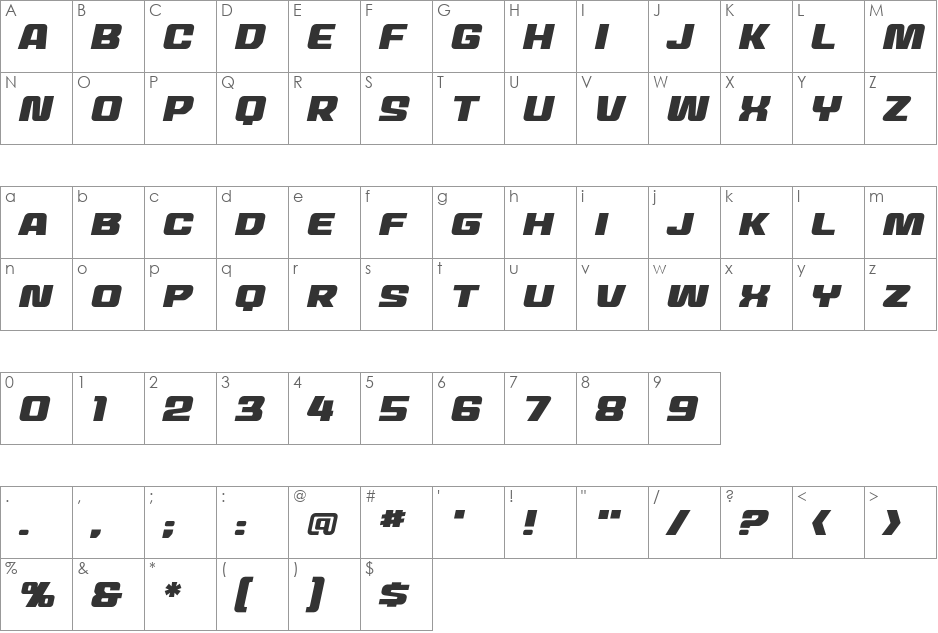MechEffects2 BB font character map preview