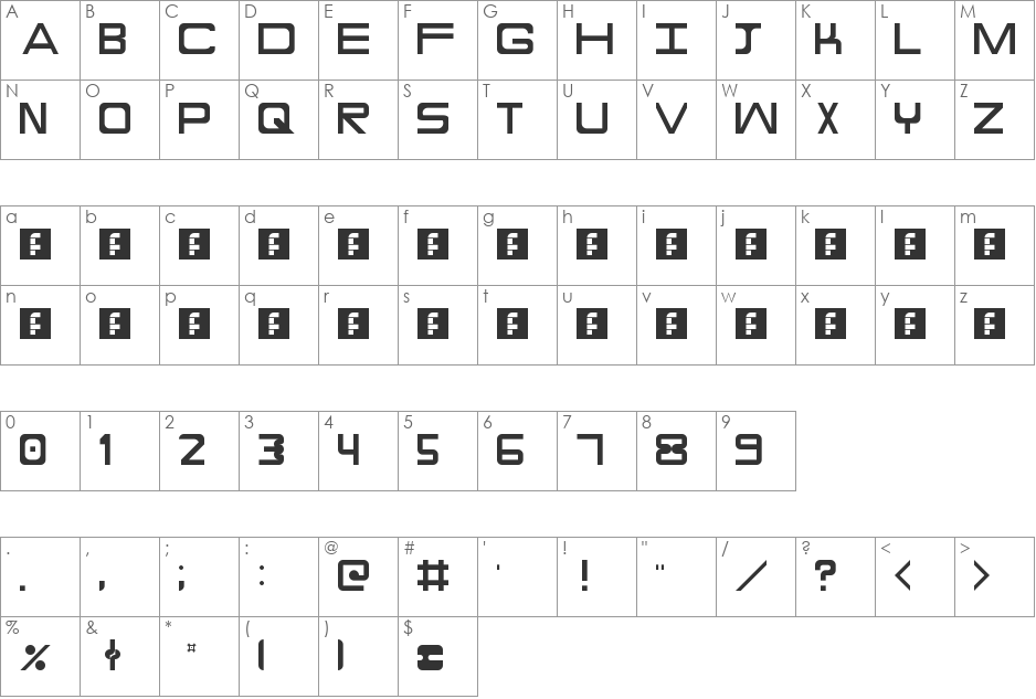 MechScape font character map preview