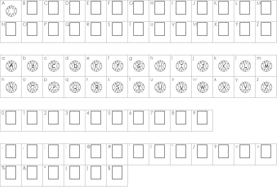 Medalh font character map preview