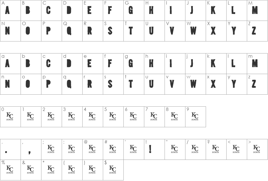 Media Blackout font character map preview