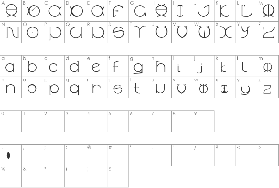 Mediaeva font character map preview