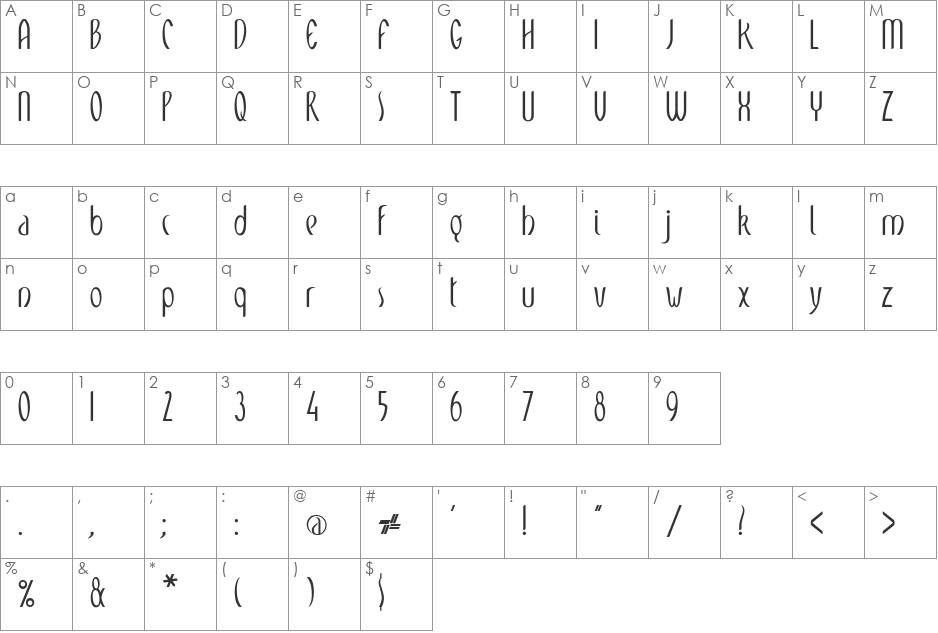 Meditation font character map preview