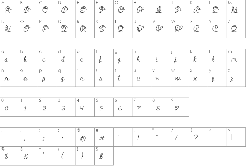 Medley_Script font character map preview