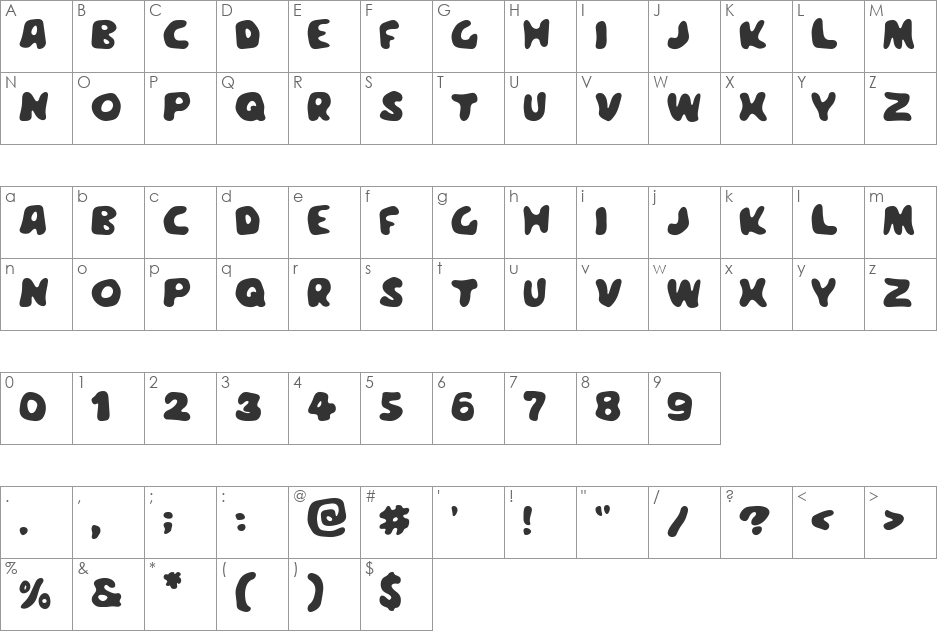 Meegoreng font character map preview